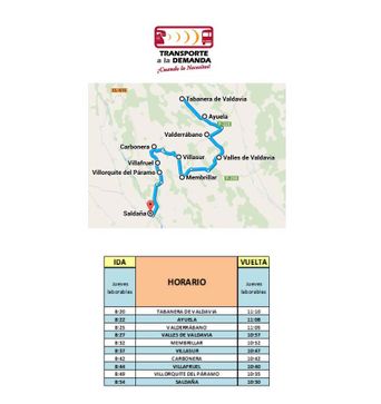 Autocares Estébanez Aja ruta Tabanera de Valdavia - Saldaña